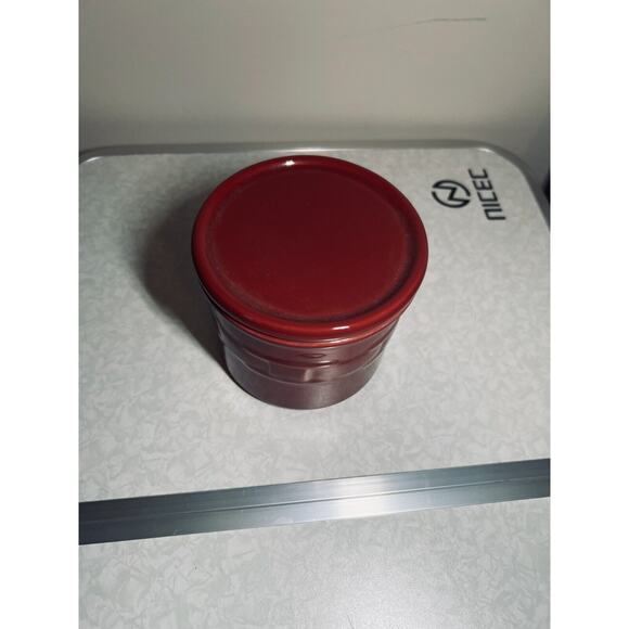 Longaberger Paprika Woven Traditions 1 Pint Crock w/Lid & Mcintosh Apple Candle - Picture 2 of 5